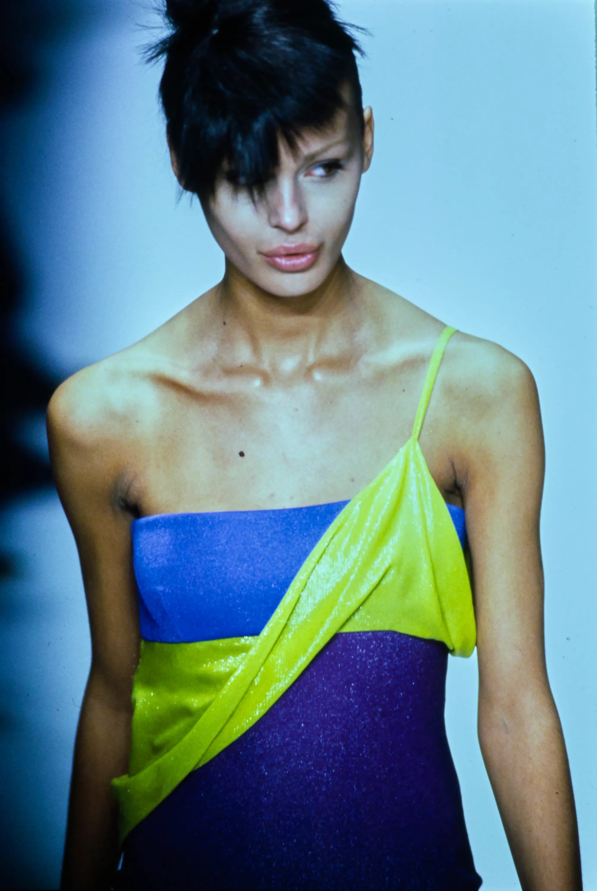 Vintage Gianni Versace Fall 1997 Couture Evening Dress in Yellow Green