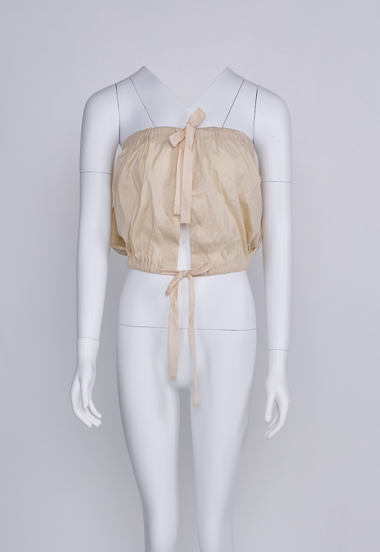 Preowned Prada Spring 2009 Beige Bow-Front Tube Top