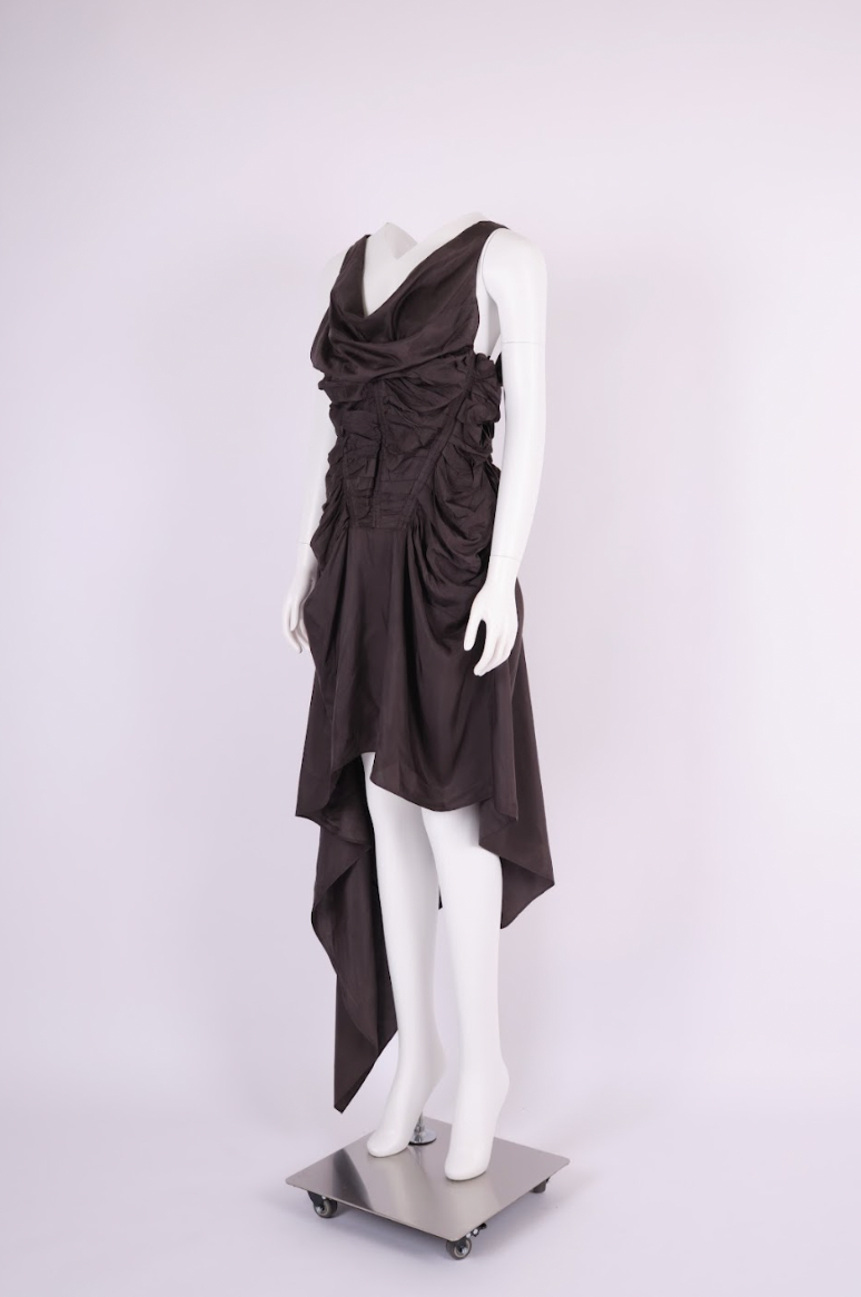 Vintage Jean Paul Gaultier Spring 2004 Blush Silk Draped Corset Dress