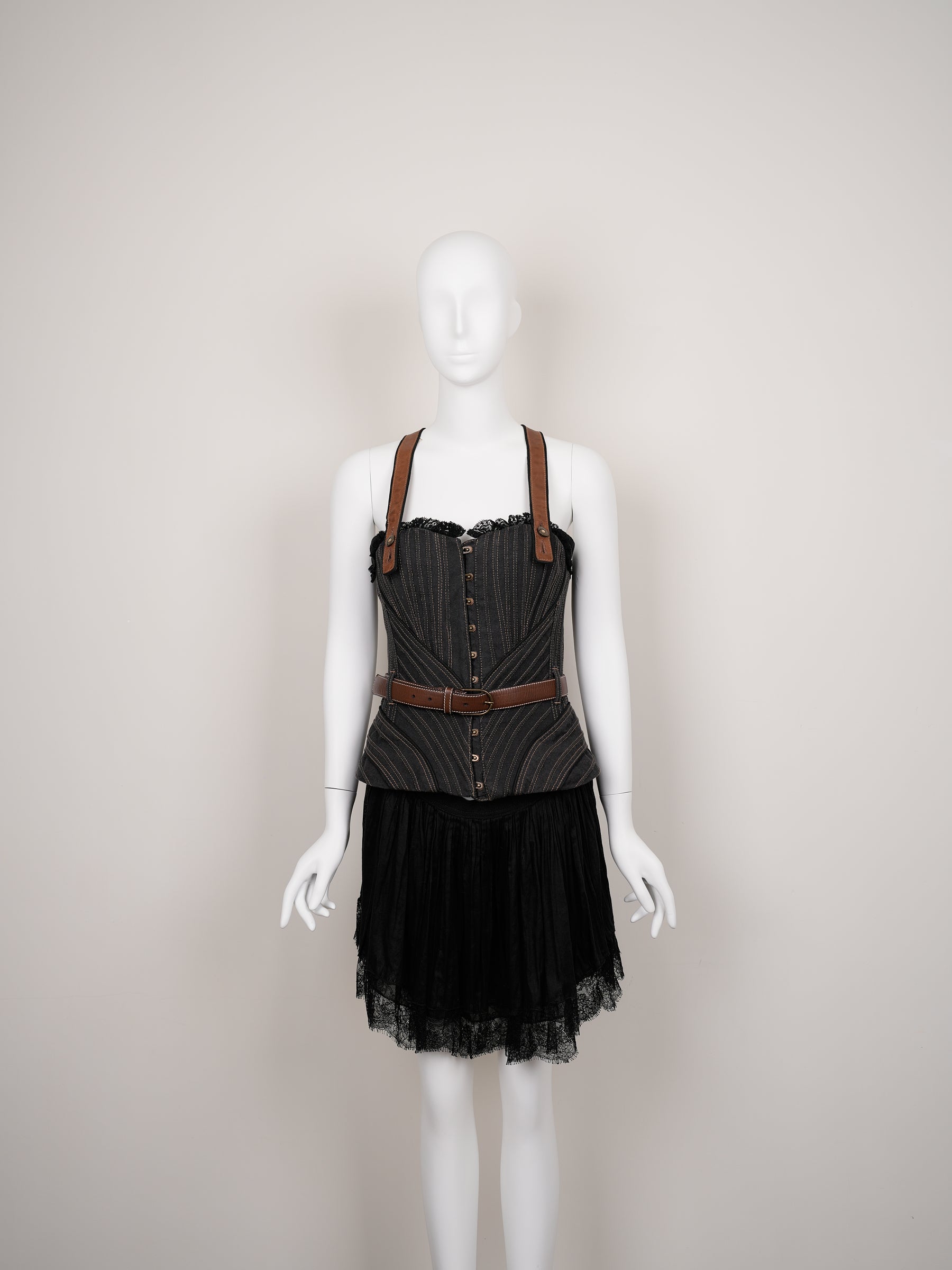 Alexander McQueen Striped Corset Dress – Fall/Winter 2002 “Supercalifragilistic‑Expialidocious” Runway, As Seen on Britney Spears