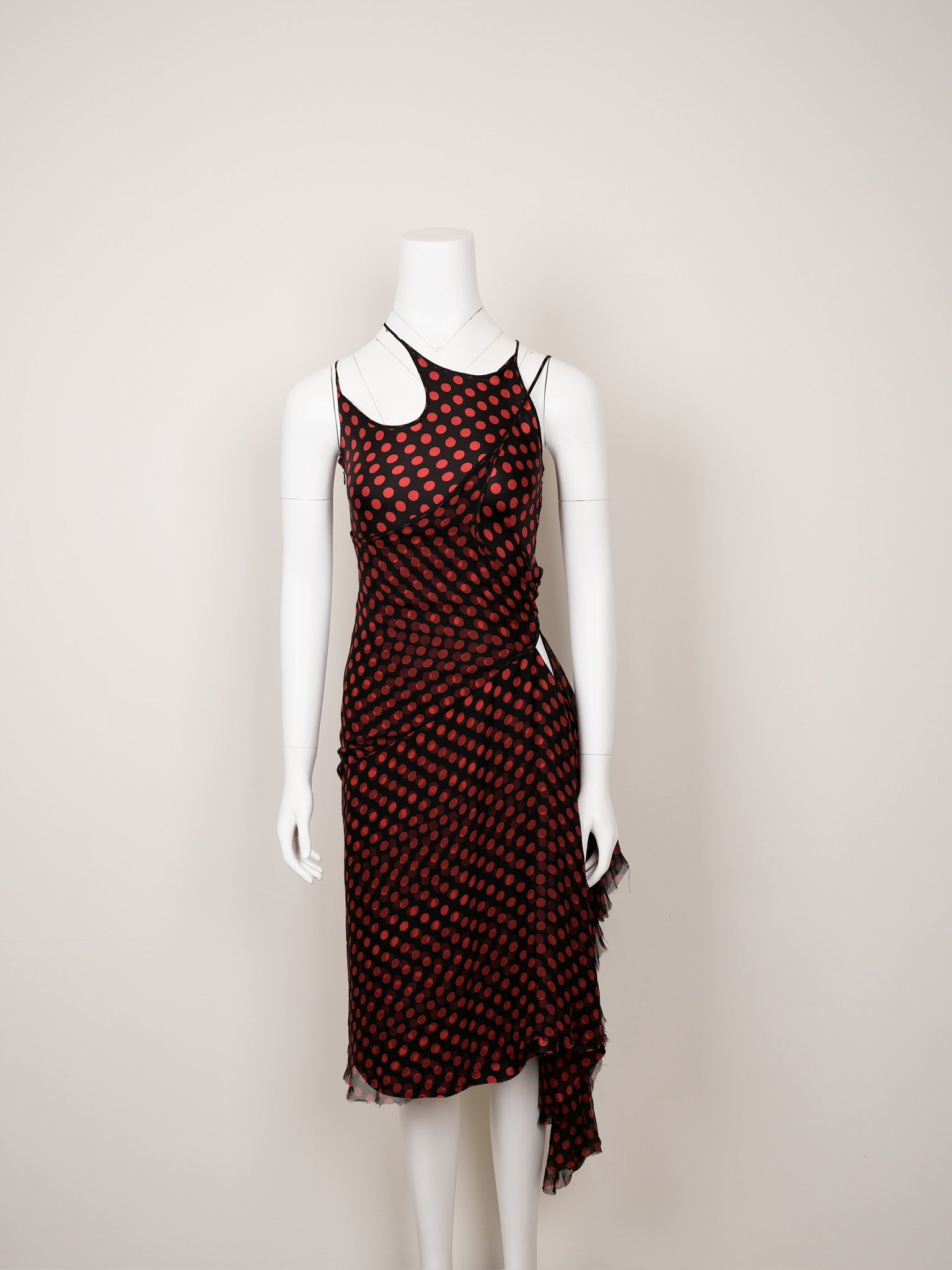 Alexander McQueen Spring 2002 Red Polka‑Dot Chiffon Dress - Pulled