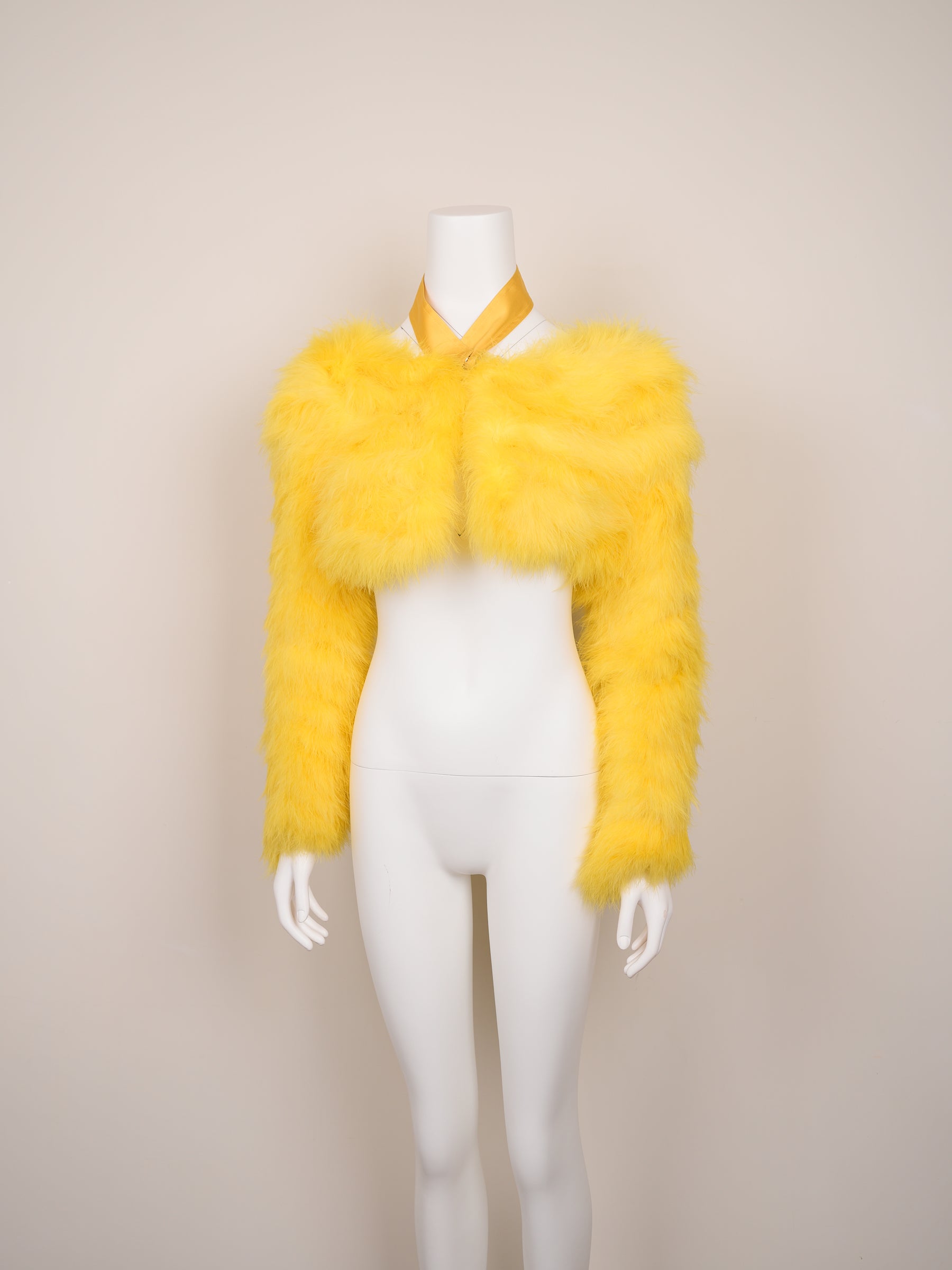 Gucci by Tom Ford Spring/Summer 2004 Yellow Marabou Feather Bolero Jacket