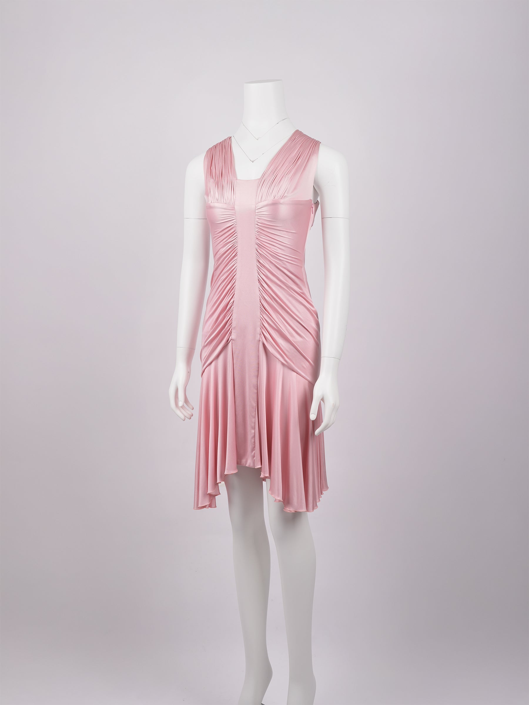Preowned Gianni Versace Spring/Summer 2006 Bubblegum Pink Satin Ruched Dress