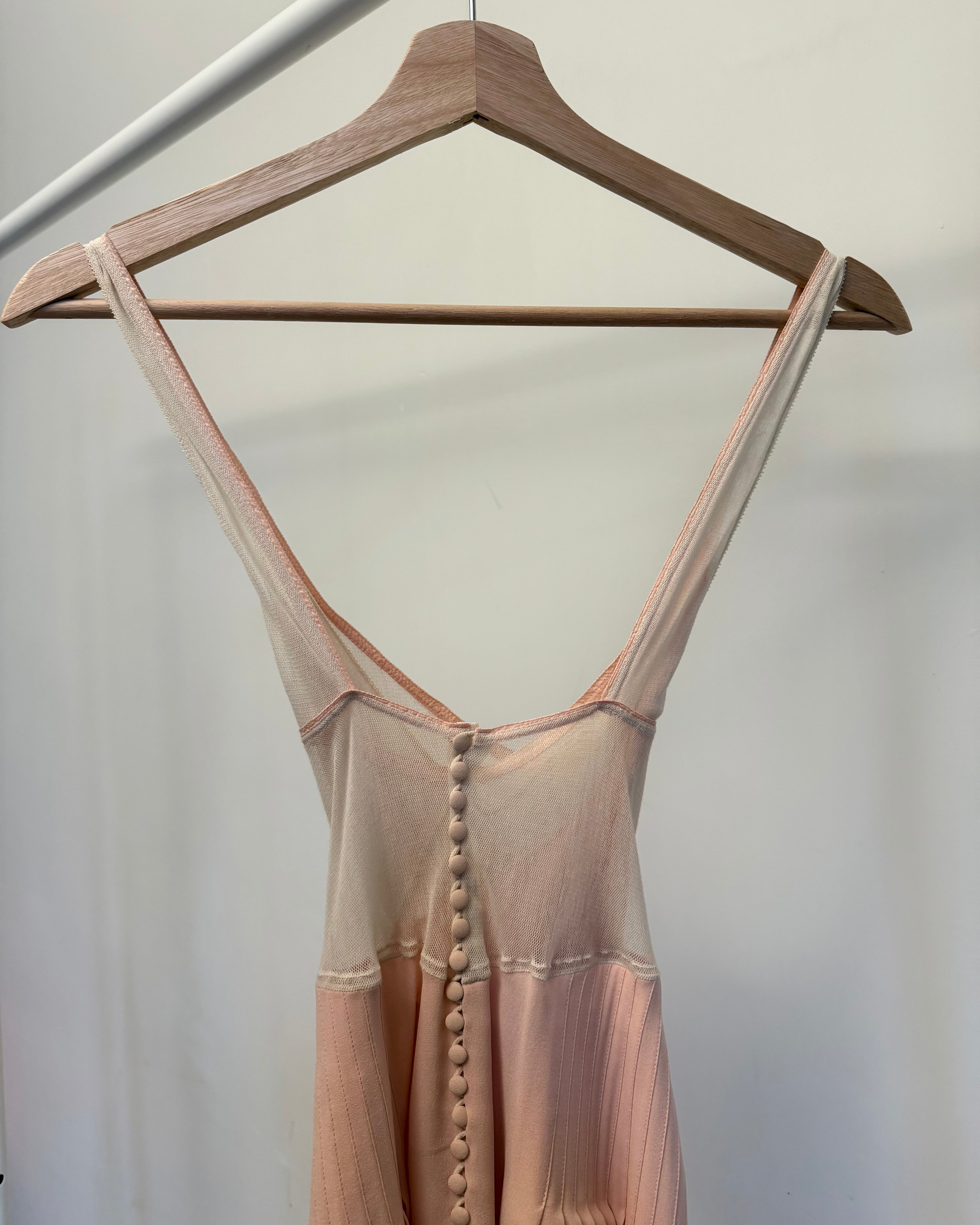 Balenciaga Spring 2004 Pink Pleated Mesh Dress