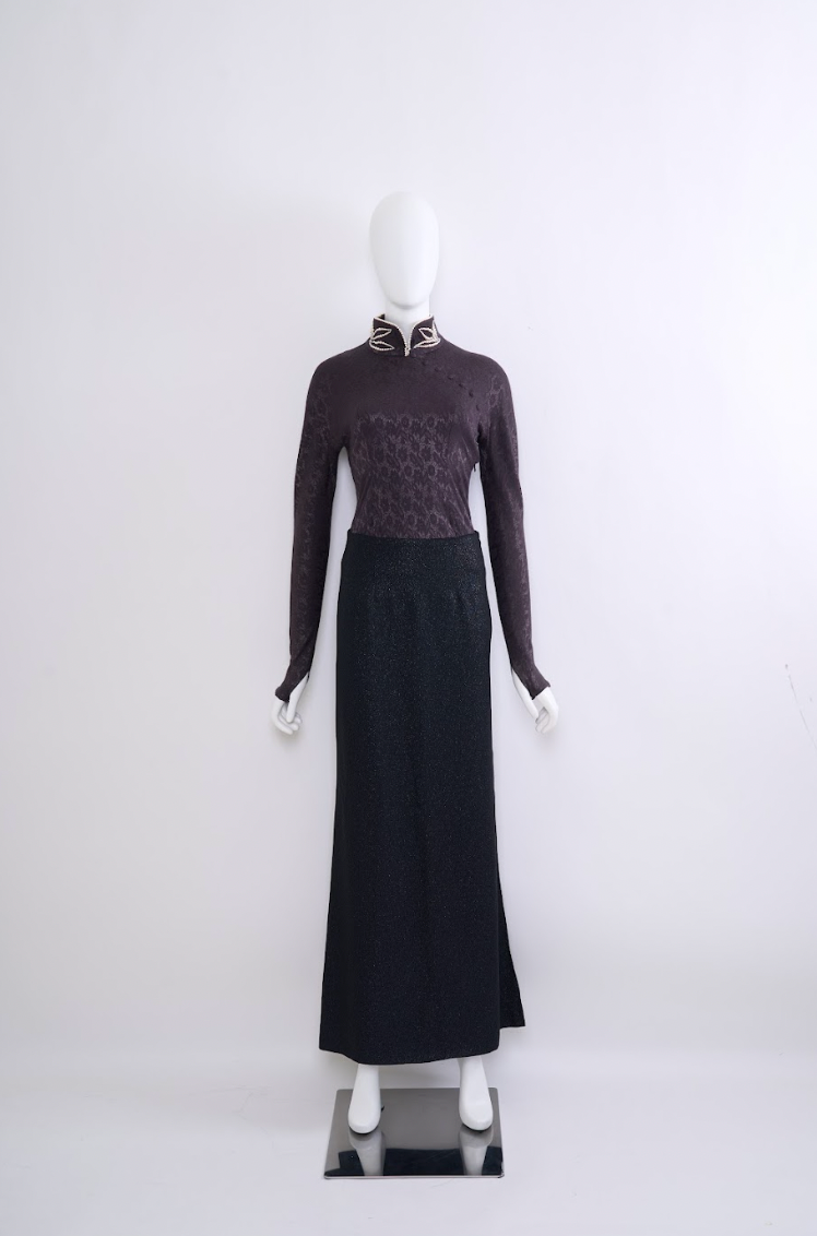 Vintage Dior 1997 Lurex Glitter Skirt and Bodysuit Set