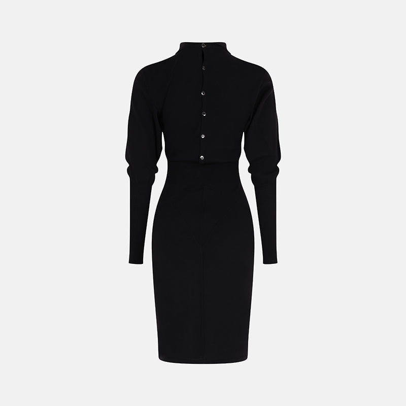 Vintage Alaïa Fall 1985 Black Long-Sleeve Viscose Bodycon Dress