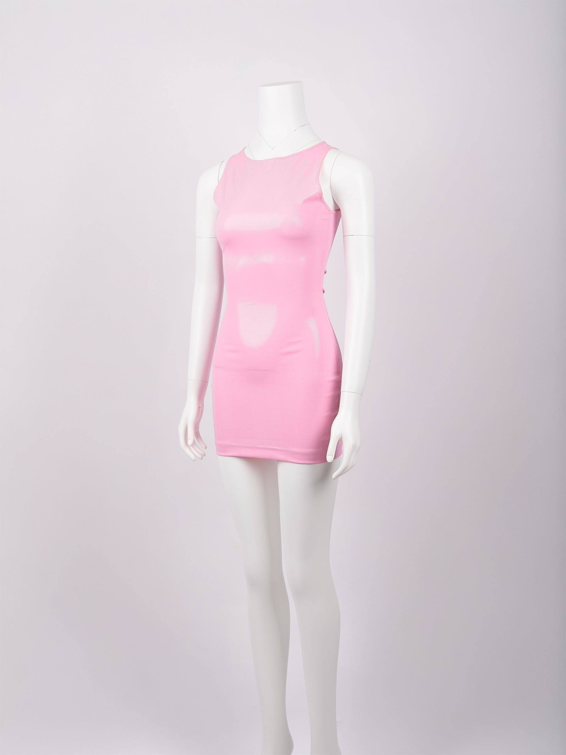 Vintage Versace Jeans Couture Circa 1990s Barbie Pink Polyamide-Spandex Bodycon Dress with Original Tag - Pulled