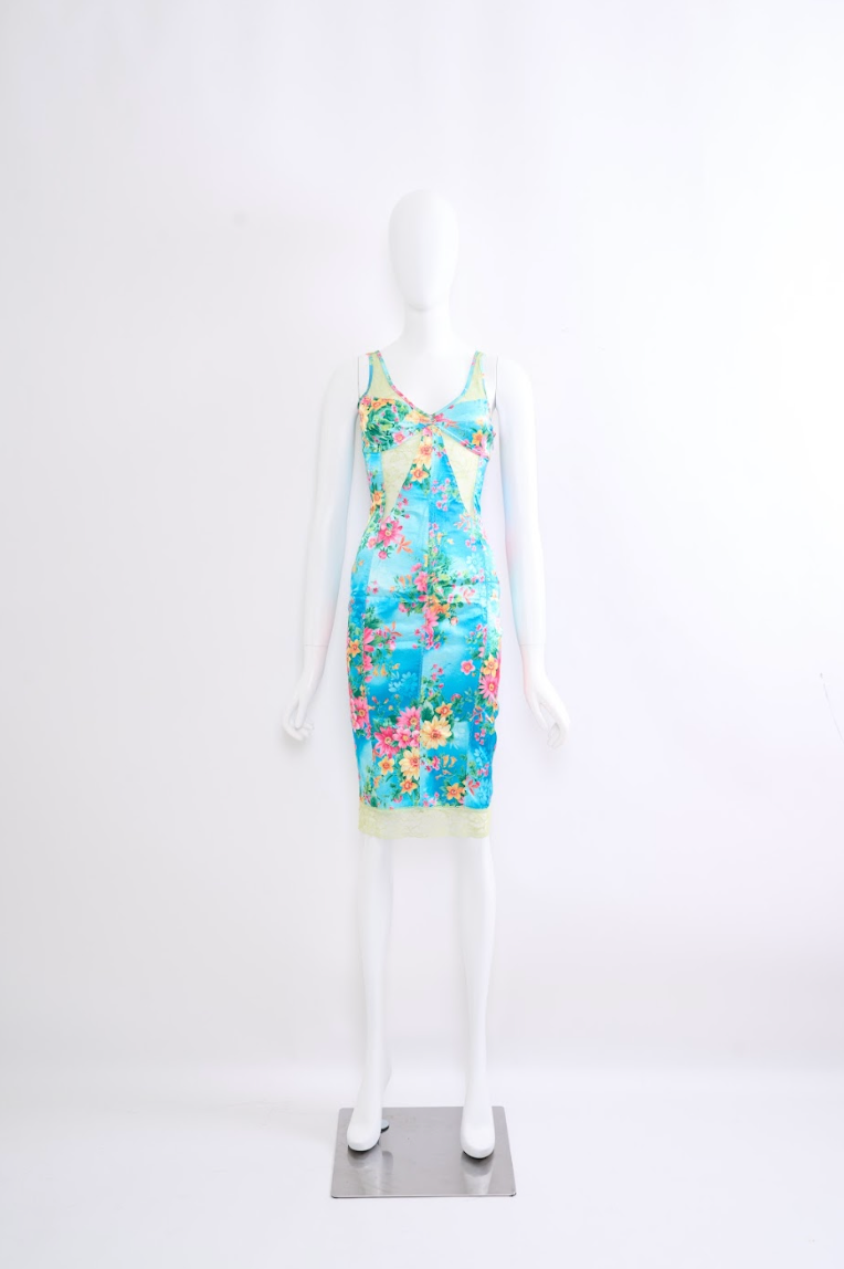 Vintage Dolce & Gabbana Spring 2000 Blue Floral Dress