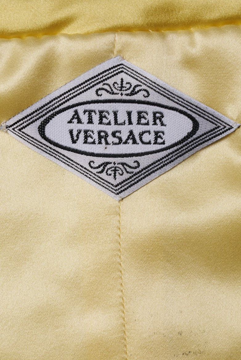 Vintage Atelier Versace Fall 1997 Black Leather Strapless Mini Dress