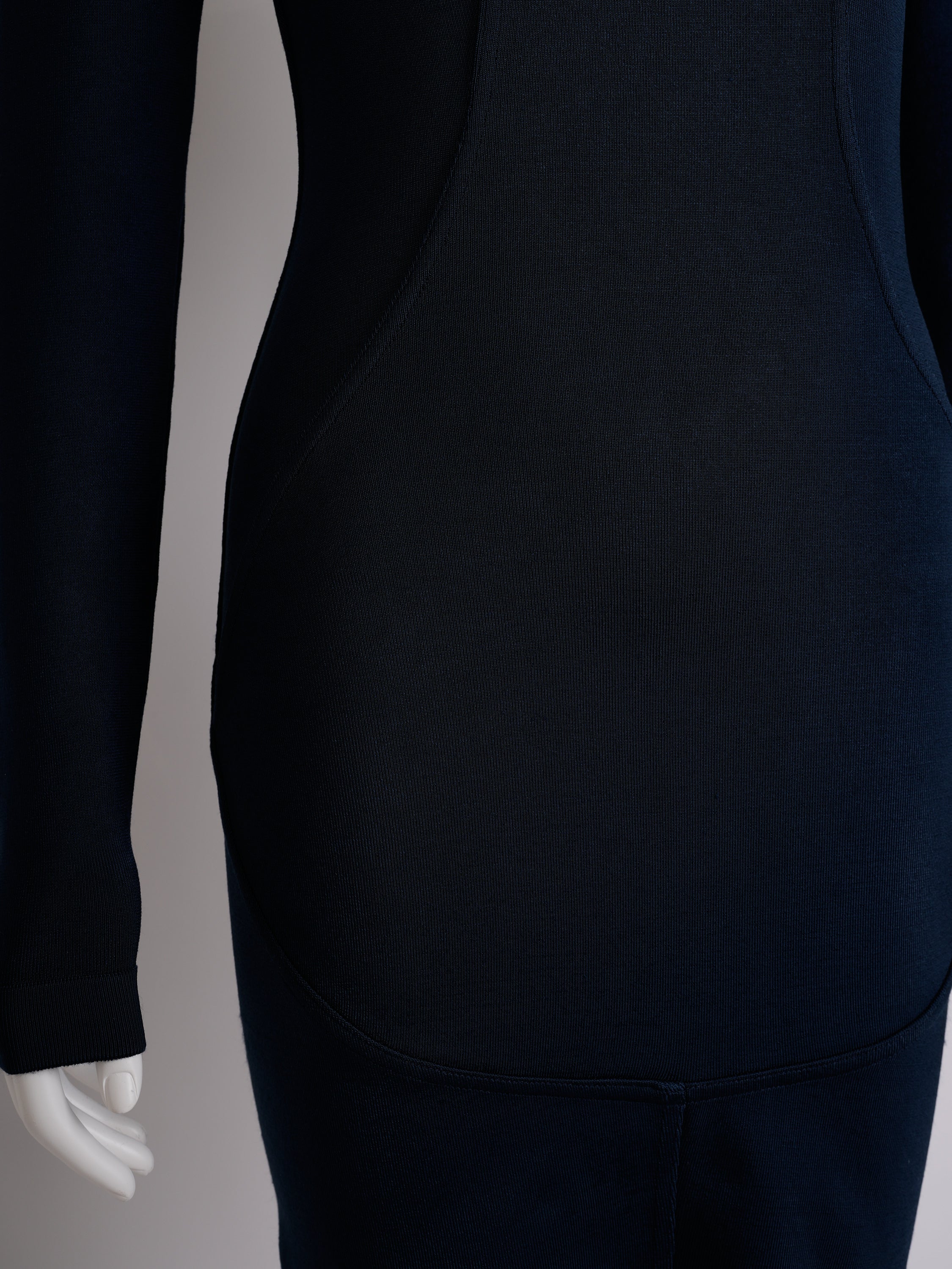 Vintage Alaïa Circa 1990s Navy Blue Rayon Bodycon Dress