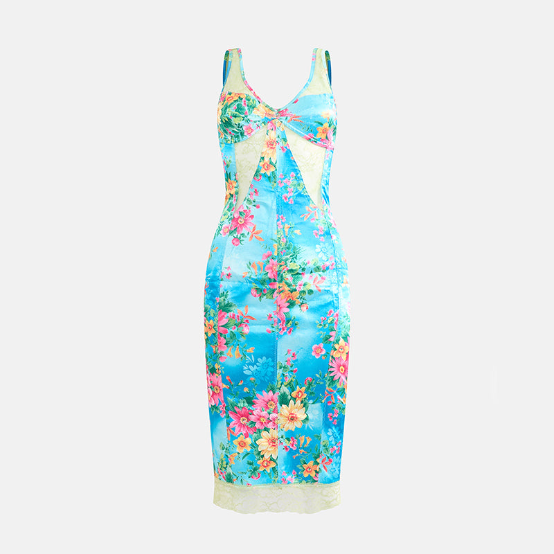 Vintage Dolce & Gabbana Spring 2000 Blue Floral Dress