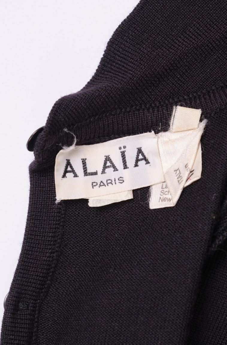 Vintage Alaïa Fall 1985 Black Long-Sleeve Viscose Bodycon Dress