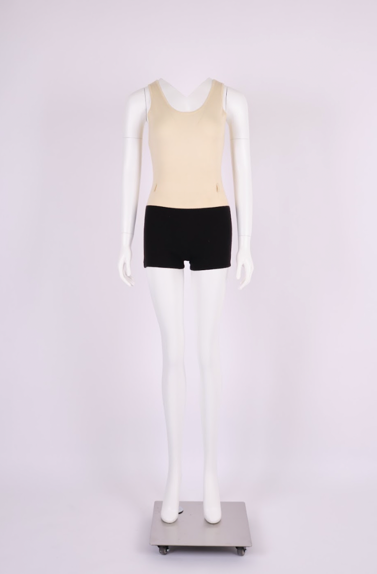 Vintage Chanel 1998 Beige and Black Wool Sleeveless Playsuit