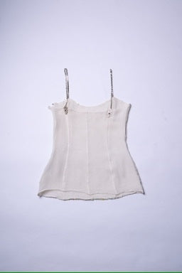 Vintage Christian Dior 1990s White Sequin Cami Top