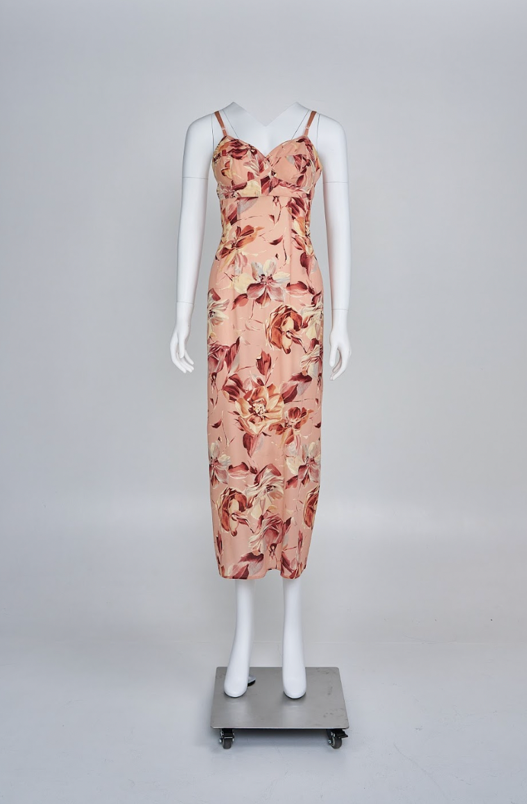 Vintage Dolce & Gabbana Spring 1997 Pink Silk Dress with Floral Print