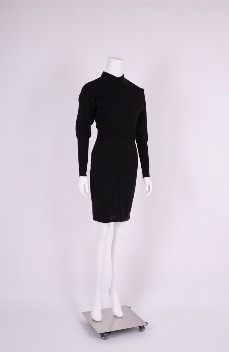 Vintage Alaïa Fall 1985 Black Long-Sleeve Viscose Bodycon Dress