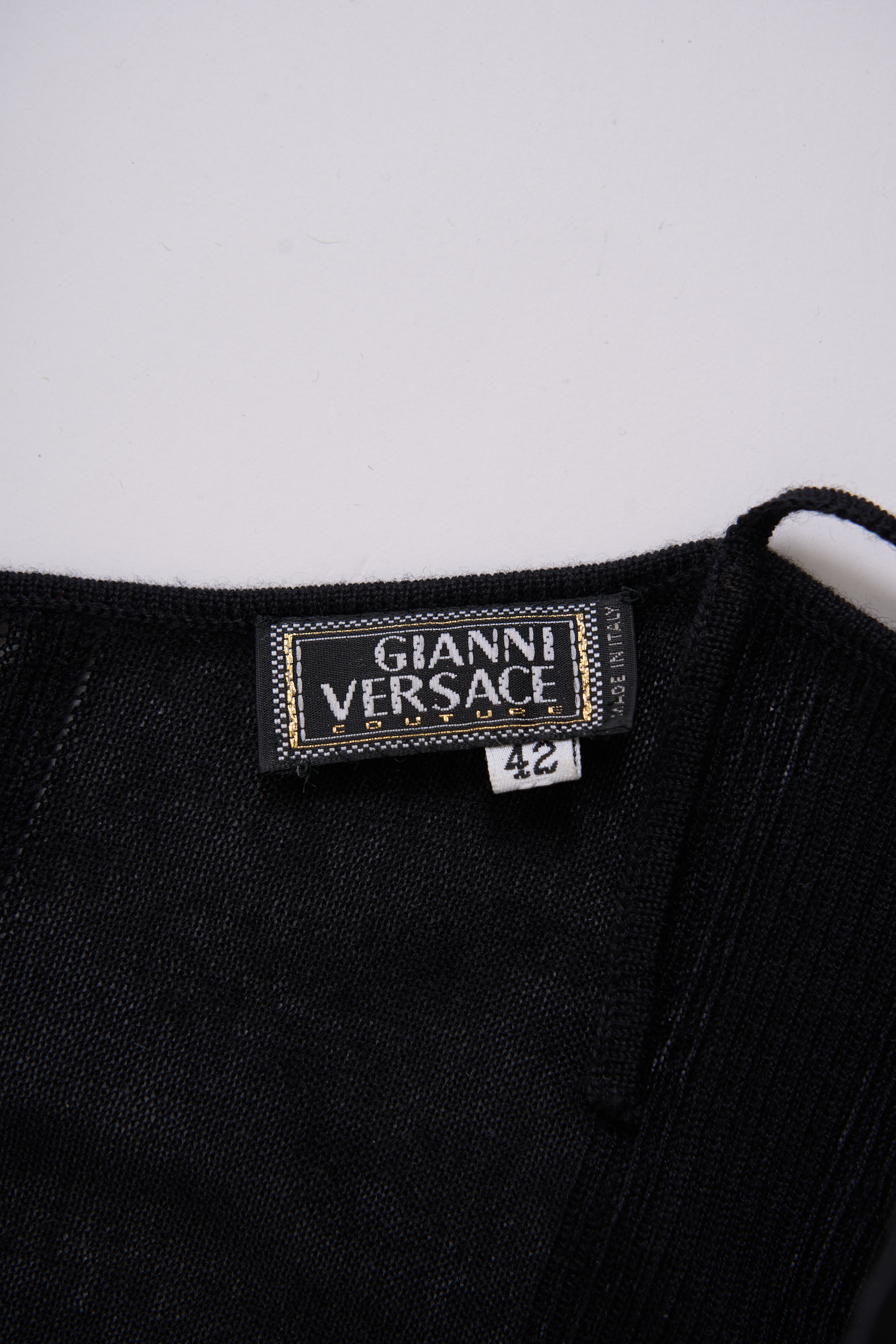 Vintage Versace Black Knit Lace Dress