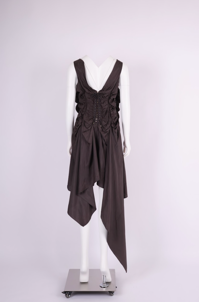 Vintage Jean Paul Gaultier Spring 2004 Blush Silk Draped Corset Dress
