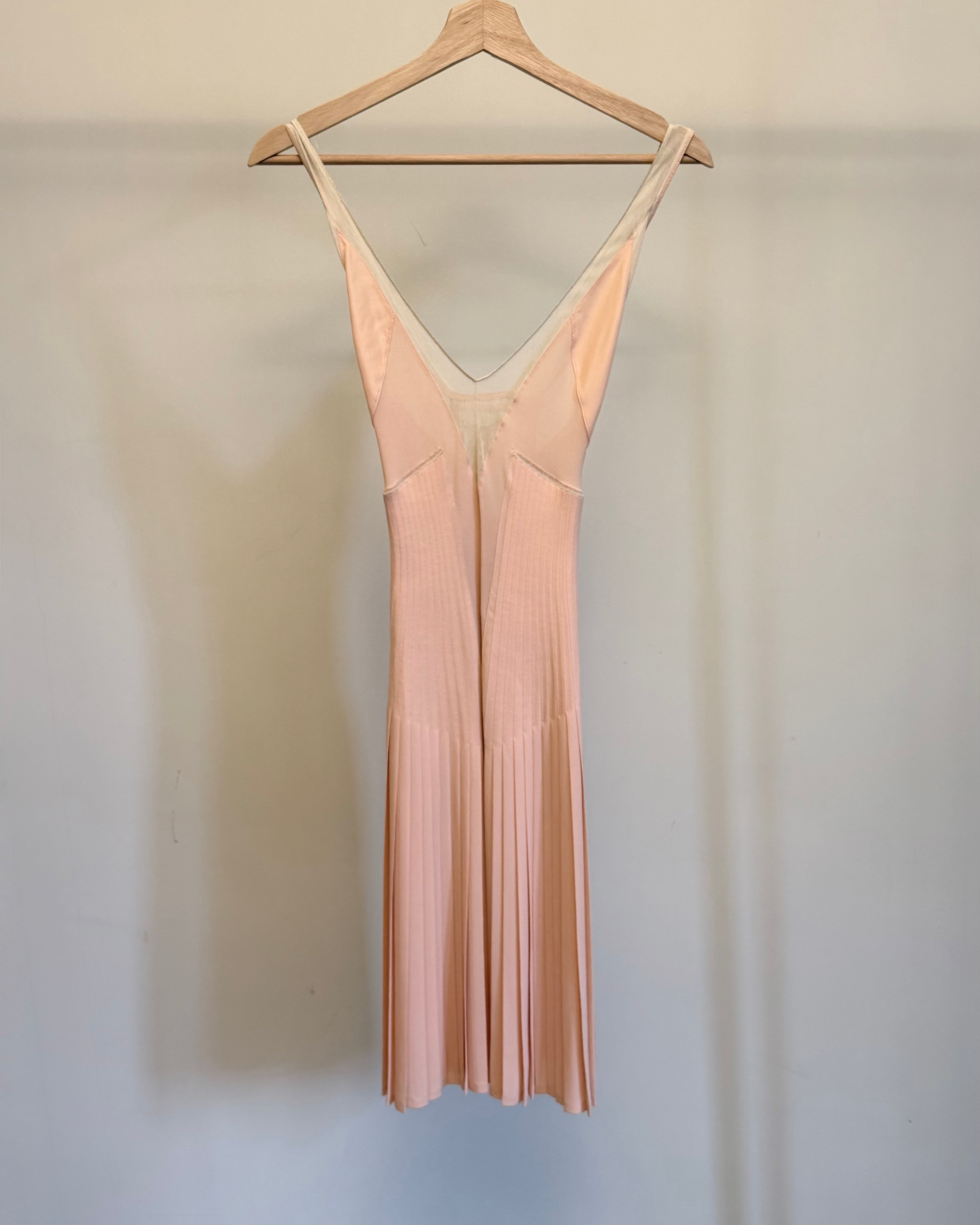 Balenciaga Spring 2004 Pink Pleated Mesh Dress