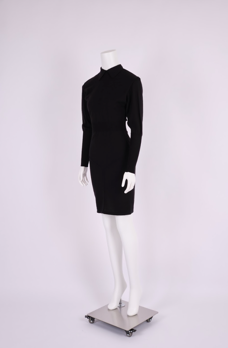 Vintage Alaïa Fall 1985 Black Long-Sleeve Viscose Bodycon Dress